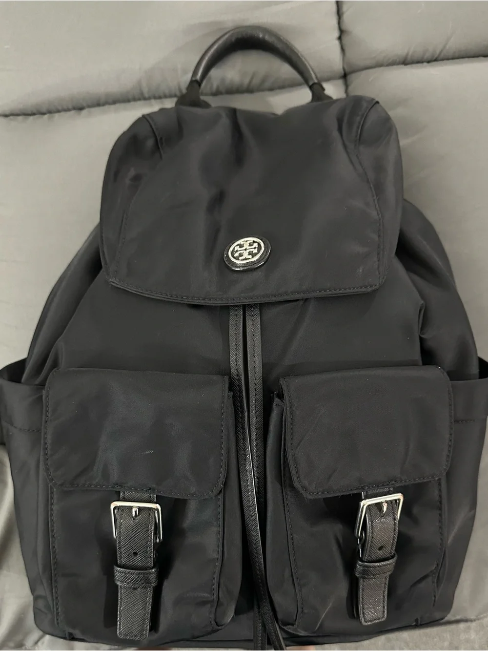Tory Burch Virginia Flap Black Nylon Backpack